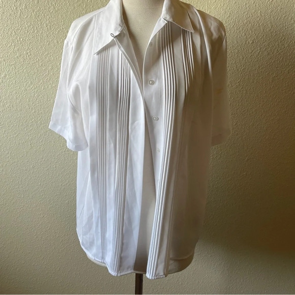 Vintage Christie & Jill Vtg White Blouse Short Sleeve Button Down Womens Sz 8 - Picture 6 of 7